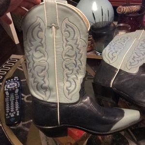 Blue and light blue tony Lama boots